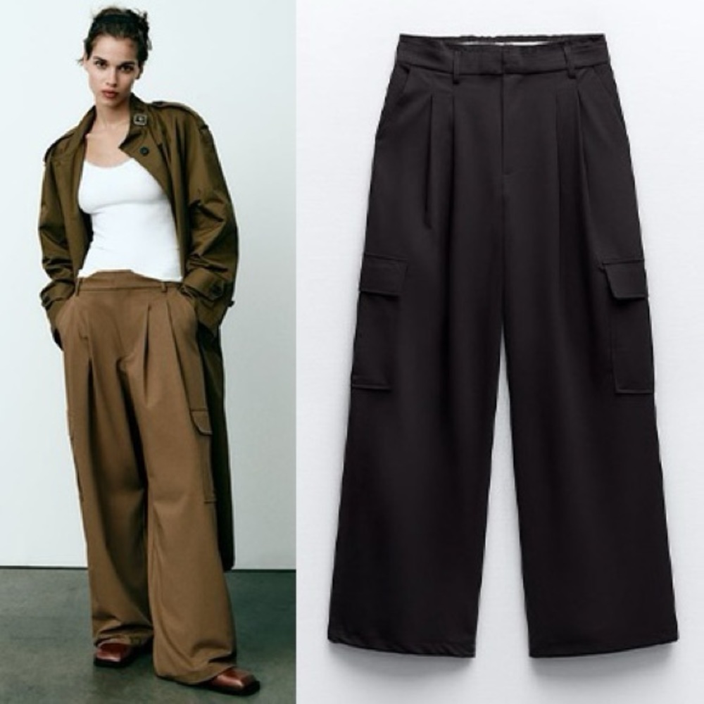 Zara wide leg full length cargo pants (NWT)